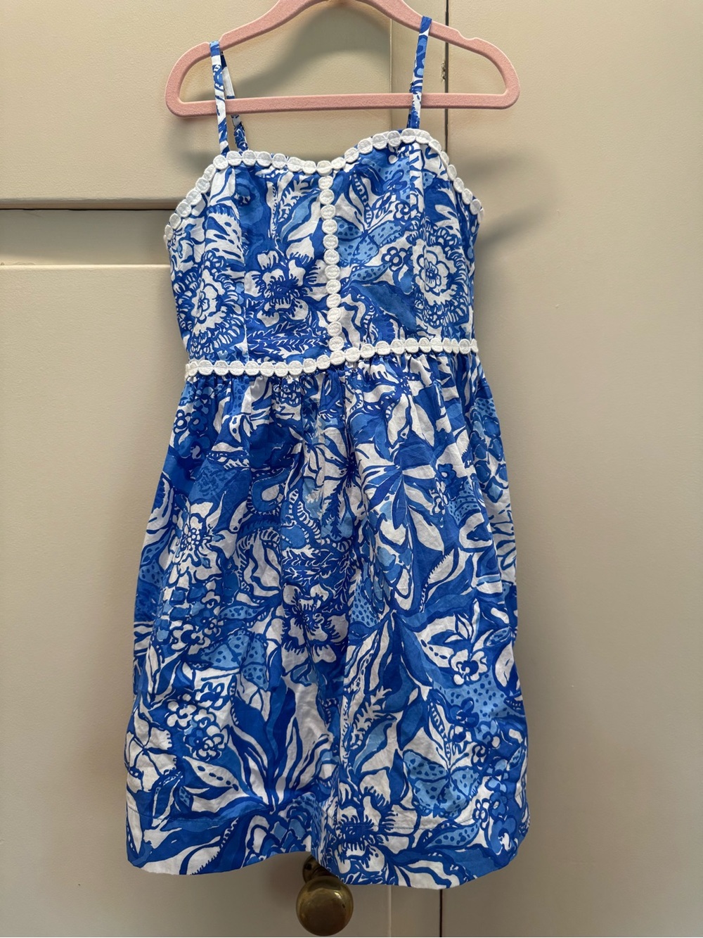 Lily Pulitzer Blue and White Floral Sundress with Trim